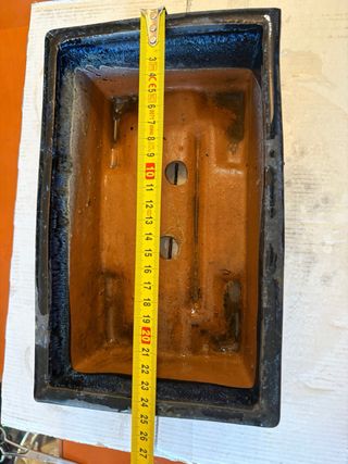 Maceta bonsai cerámica azul y terracota