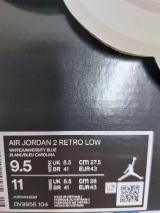 Nike Air Jordan 2 Retro Low Azul Blanco