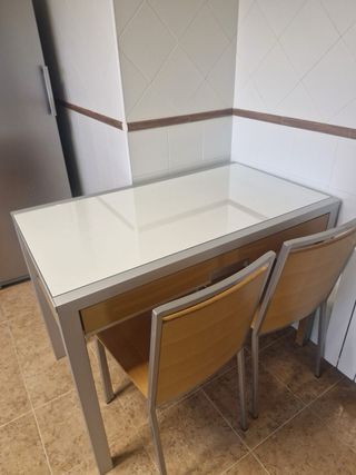Cocina completa madera, cristal y metal