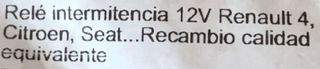 Relé Intermitencia Renault 4/Citroen/Seat.