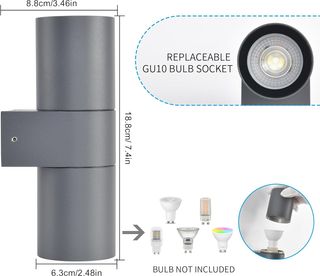2 Apliques Exterior IP65 GU10 Metal Gris