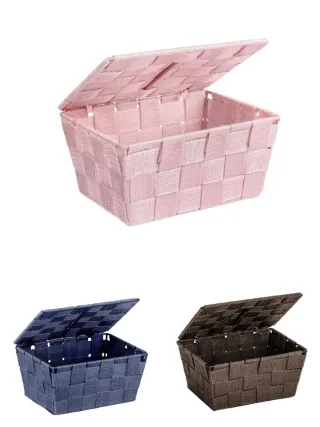 Confezione da 3 cestini con coperchio