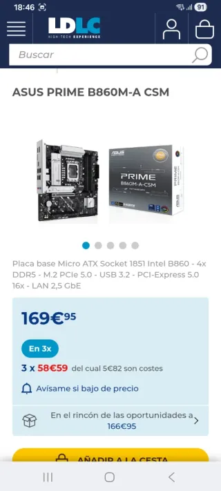 Placa Base ASUS B860 + CPU Intel Core Ultra 5-235