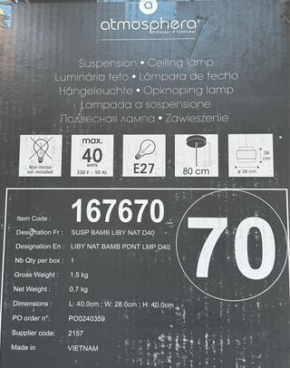 Lámpara de techo Atmosphera Bambú