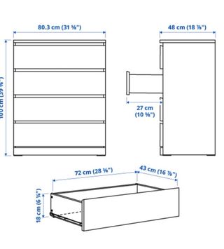 Pack Cómoda Malm Ikea 4 cajones