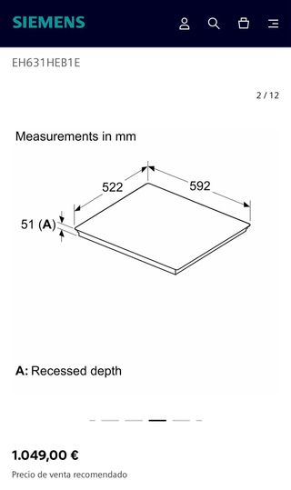 Inducción NUEVA SIEMENS WIFI EH631HEB1E 60cm