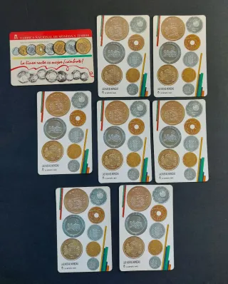 Calendarios bolsillo antiguos. Monedas. Años 90.