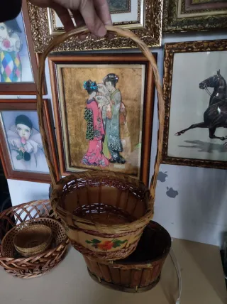 Set di ceste in bambù e vimini