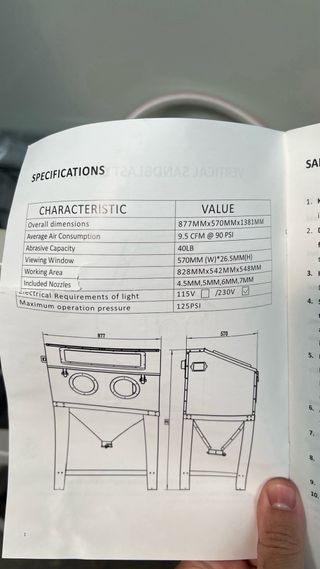 Cámara chorro arena Cormak KDP220 40lb (NUEVA)