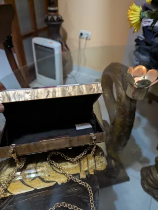 Bolso Clutch Geométrico Dorado y Multicolor