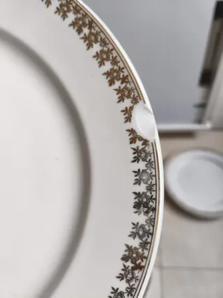 6 Platos Santa Clara Porcelana Dorada