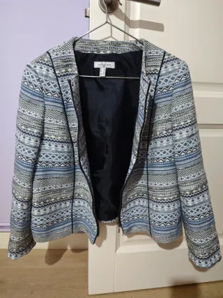 Chaqueta jaspeada azul mujer