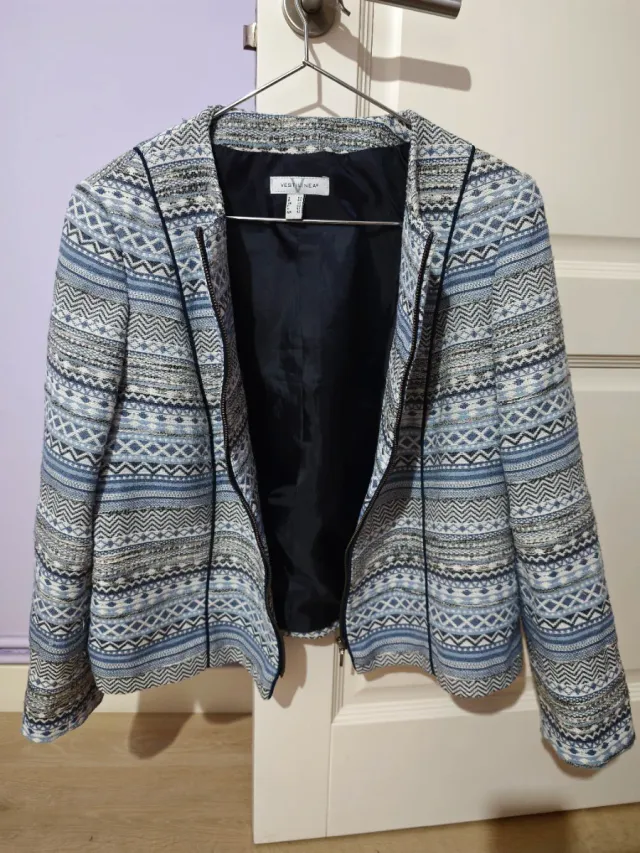 Chaqueta jaspeada azul mujer