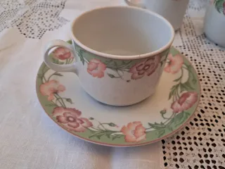 Juego café porcelana Irabia claveles