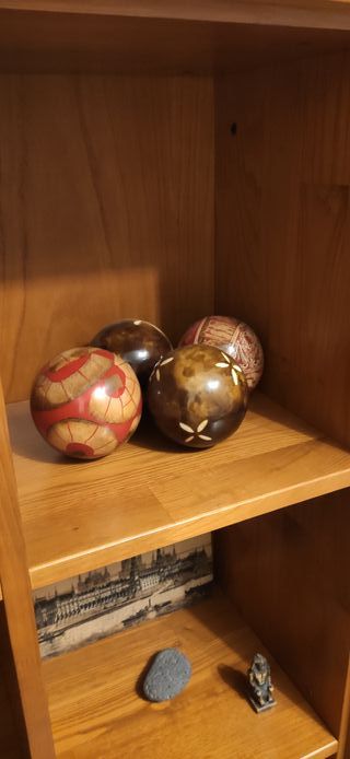 Adorno bolas madera 4 unidades