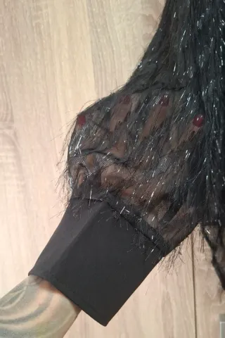 Camisa NUEVA negra Shein flecos brillos Talla XL