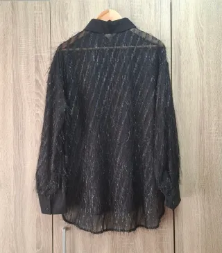 Camisa NUEVA negra Shein flecos brillos Talla XL
