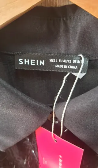 Camisa NUEVA negra Shein flecos brillos Talla XL