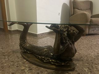 Mesa centro cristal figura sirena