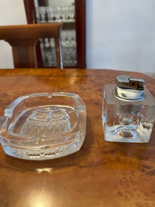 Cenicero y mechero de cristal