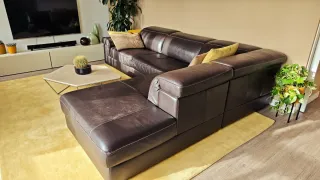 Sofá Natuzzi rinconera de piel marron. Buen estado