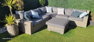 Mesa de centro exterior ratán y cristal