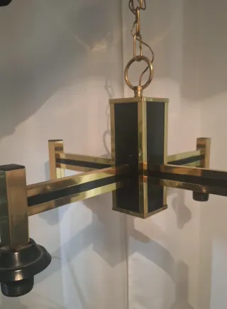 Lámpara vintage metal dorada y negra