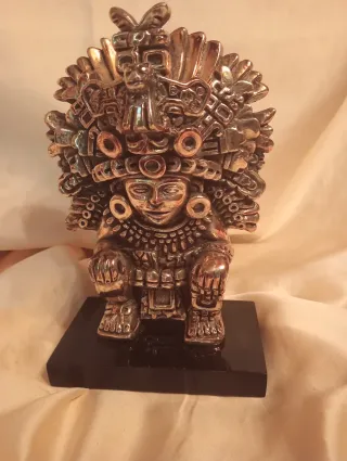 ESCULTURA AZTECA ARGENTA MEXICO ORIGINAL COLECCI