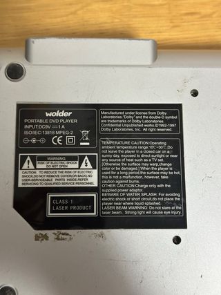 Reproductor Wolder DVD/USB/SD Portátil