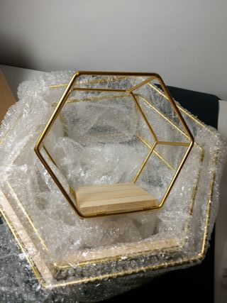 Set Estanterías Hexagonales Doradas 25cm/20cm/15cm