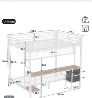 Letto a castello con scrivania e 2 letti