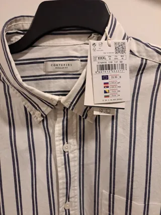 Camisa Cortefiel Rayas Azul y Blanca