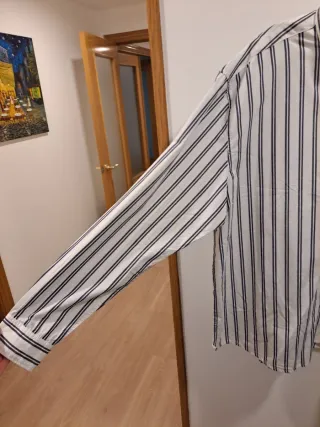 Camisa Cortefiel Rayas Azul y Blanca