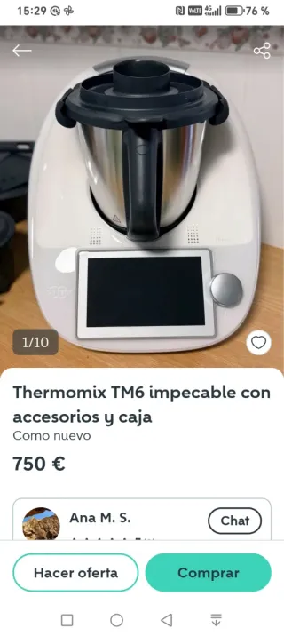 Thermomix TM6 con accesorios y caja