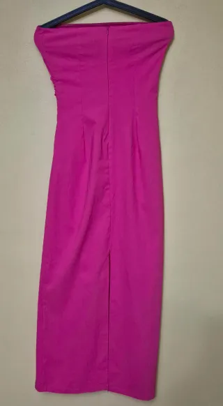 Vestido fiesta palabra de honor rosa