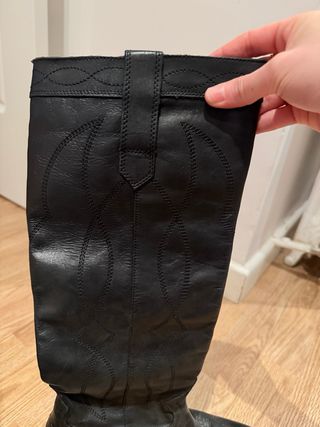 Botas altas de piel Zara negras