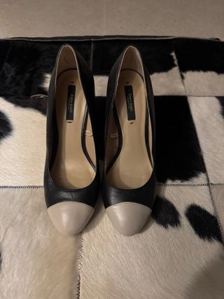 Zapatos Zara Tacón Beige y Negro