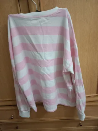 Sudadera Beverly Hills rayas rosa y blanco