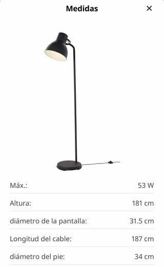 Lámpara de pie Hektar IKEA gris