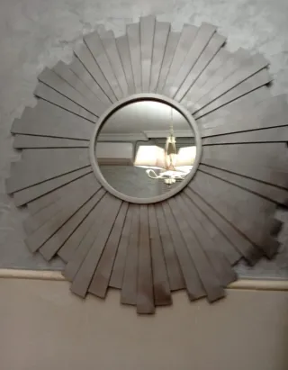 Espejo decorativo sol metal gris