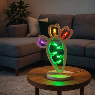 Lampada Cactus Multicolore Legno