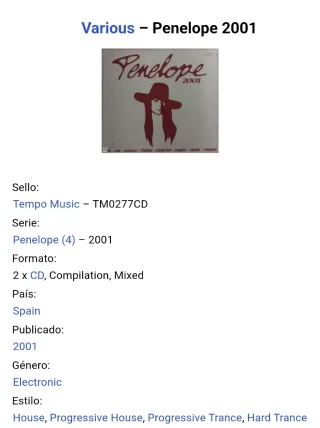 CD Penelope 2001 2cds tv.