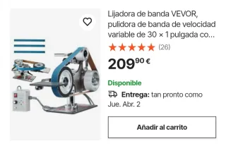 Lijadora de banda VEVOR 30x1 pulgada