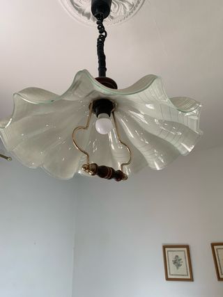 Lámpara techo retráctil cristal y metal