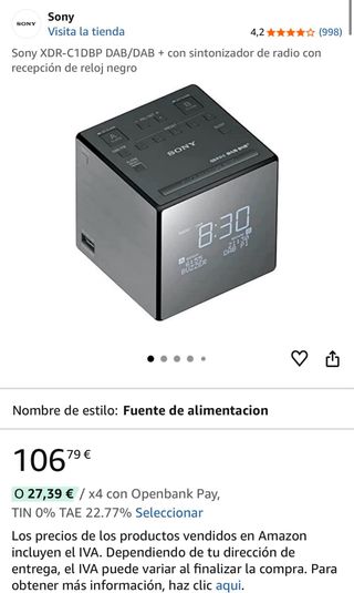 Radio Despertador Sony Negro