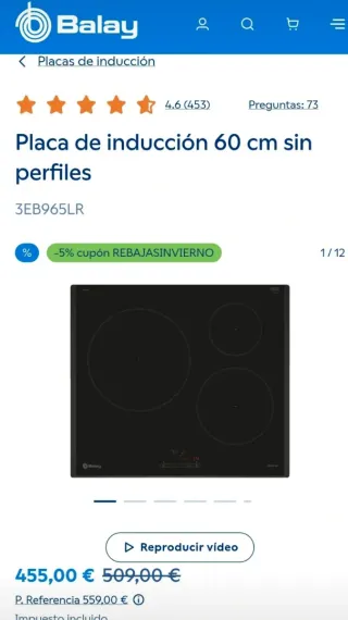 Vitrocerámica de inducción Balay 3EB965LR