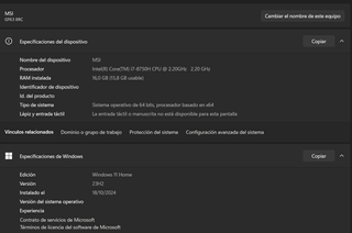 MSI GF63 8RC 16GB Portátil Gaming