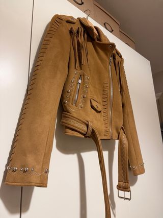 Chaqueta Biker Zara Ante Marrón Talla M