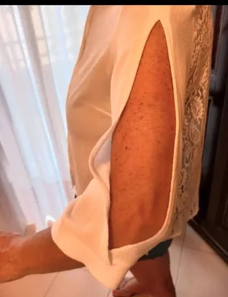 Camicia manica 3/4 con retro in pizzo