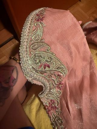 Vestido Kaftan Egipcio Rosa Bordado